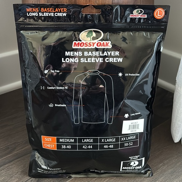 Mossy Oak Base Layer Crewneck long sleeve,moisture wick,UV protection,quick dry - Picture 2 of 6